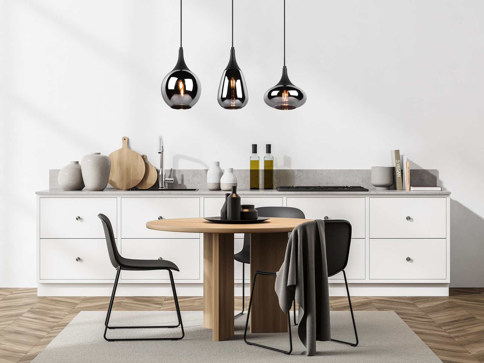 Luces colgantes aspecto de vidrio a humo, lámparas industriales para sobre mesa de comedor y mesa de centro - Imagen 12 de 15