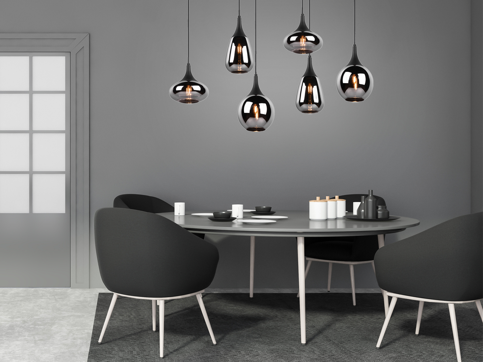 Luces colgantes aspecto de vidrio a humo, lámparas industriales para sobre mesa de comedor y mesa de centro - Imagen 13 de 15