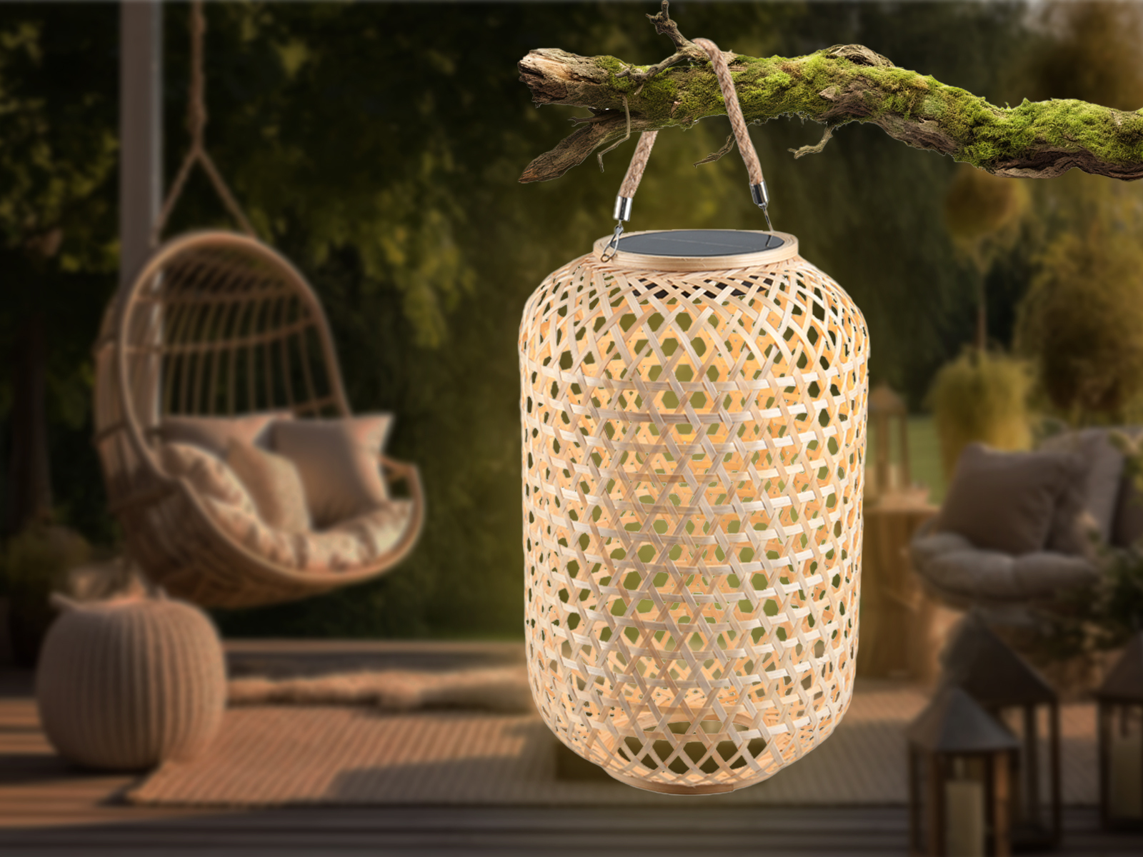 Ausgefallene Laternen draußen, Solarlampen für den Garten, Korblampen hängend