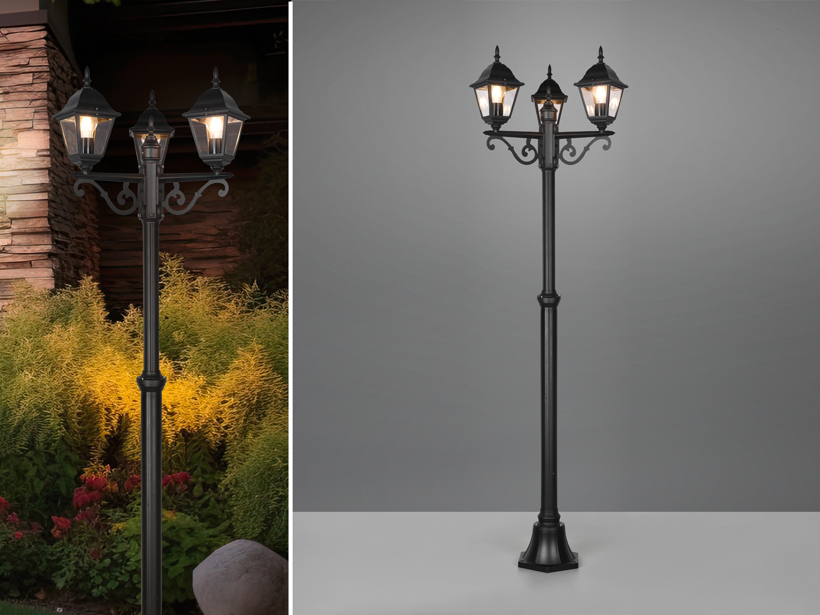 Luces de jardín estilo casa de campo con electricidad, lámparas de terraza lámpara de mástil aspecto de linterna - Imagen 16 de 16