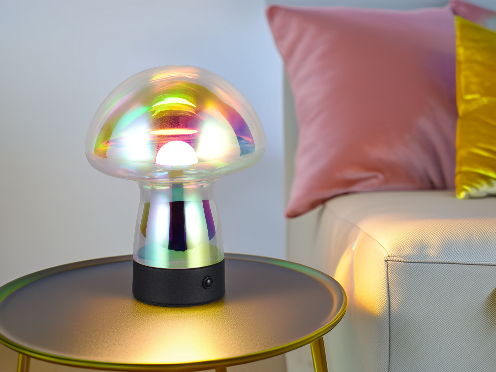 Akku LED Tischleuchte kabellos ohne Stromanschluss, ausgefallene Glas Pilzlampe - Bild 14 von 15