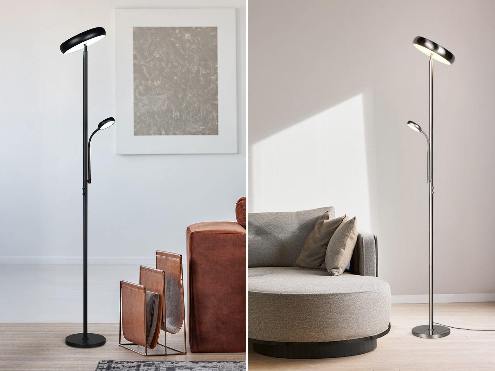 Moderner LED Deckenfluter PALERMO mit Leselampe und Fernbedienung