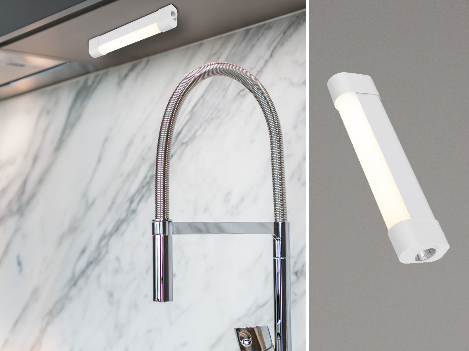 3in1 Akku Tageslicht Unterbauleuchte YUKI ohne Kabel zum Kleben, Länge 18,6cm