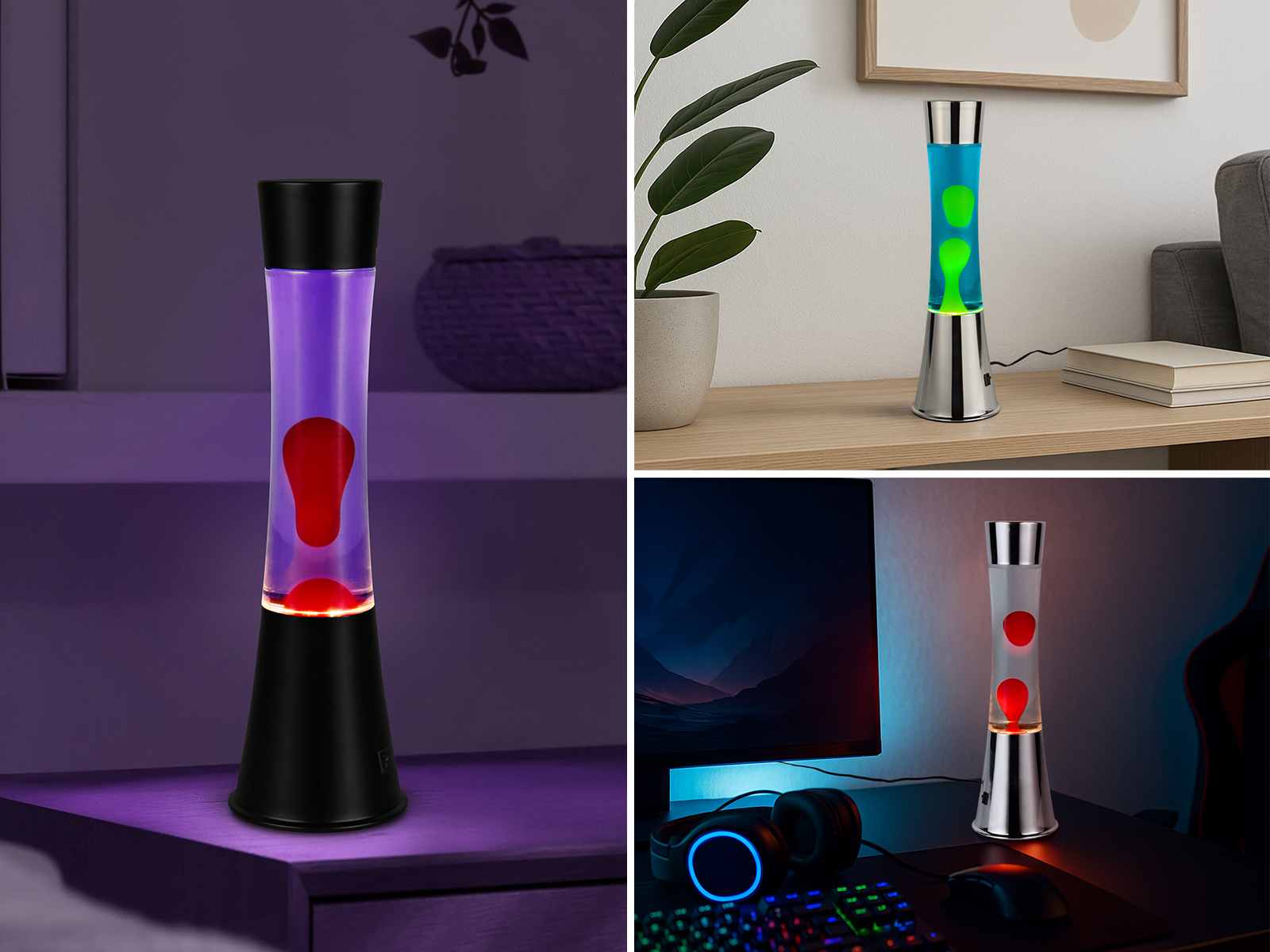 LED Lavalampen ETNA im 90er Jahre Design - in 3 Farben, Höhe 39,5cm