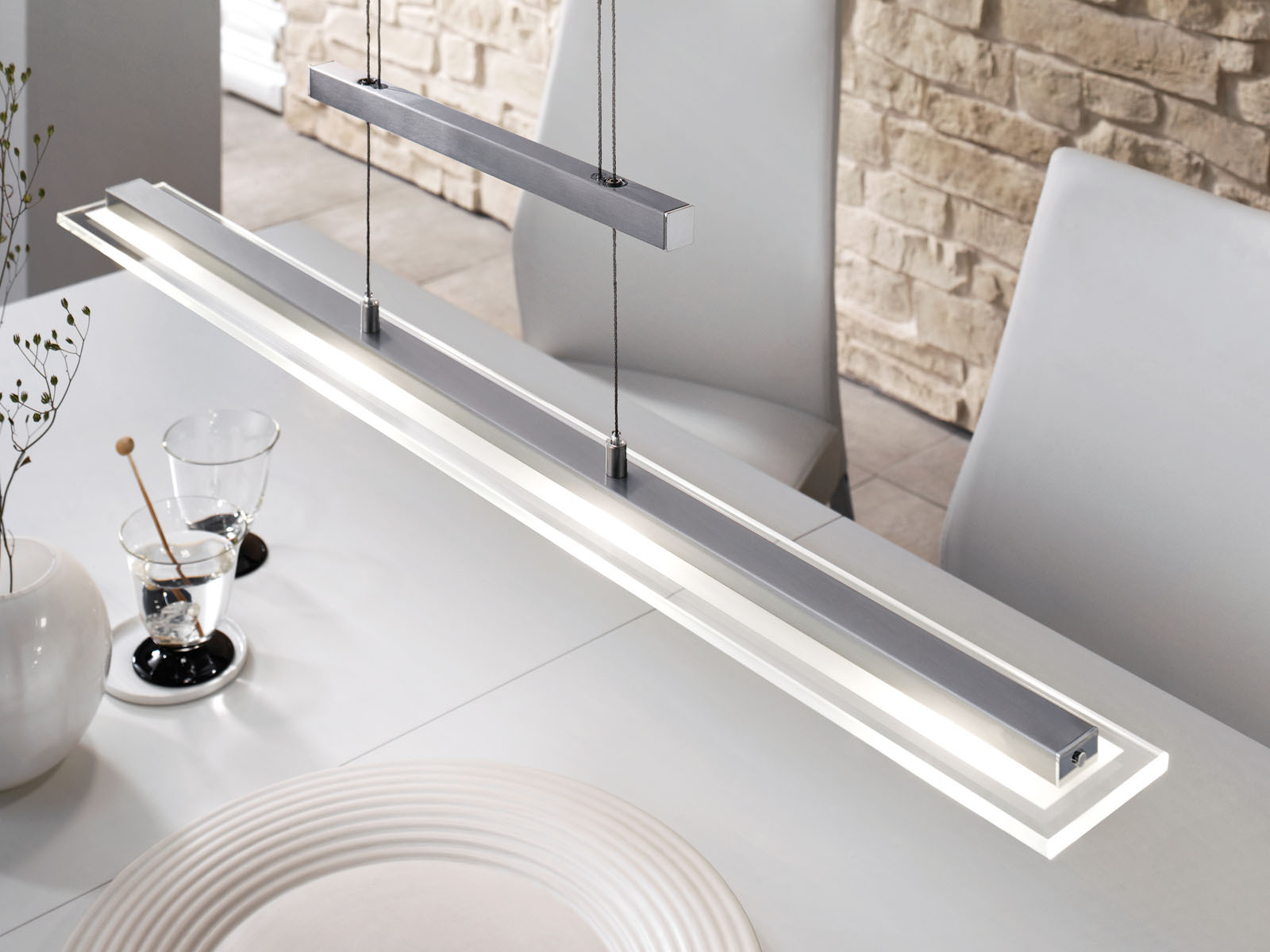 LED Pendelleuchte TENSO Silber 88cm höhenverstellbar & Tageslicht Kaltweiß