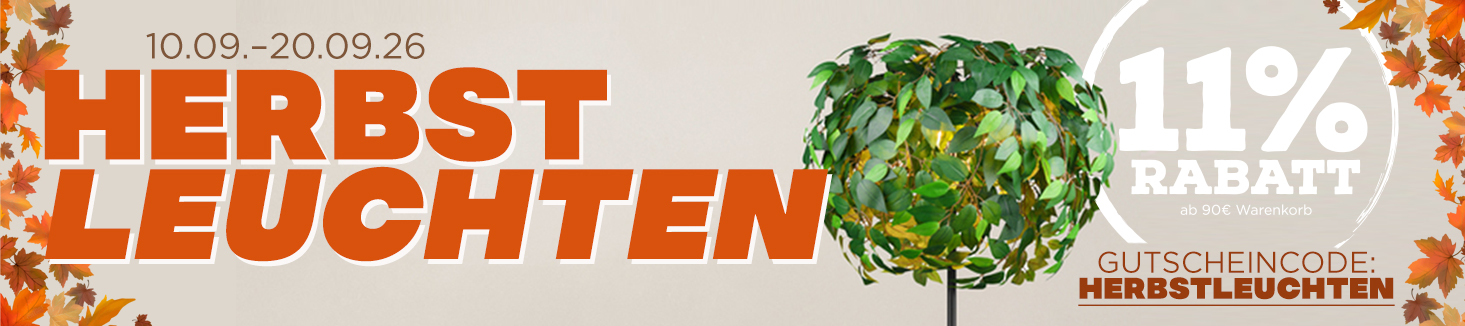 Herbstleuchten: 11 % Rabatt *auf alle Leuchten